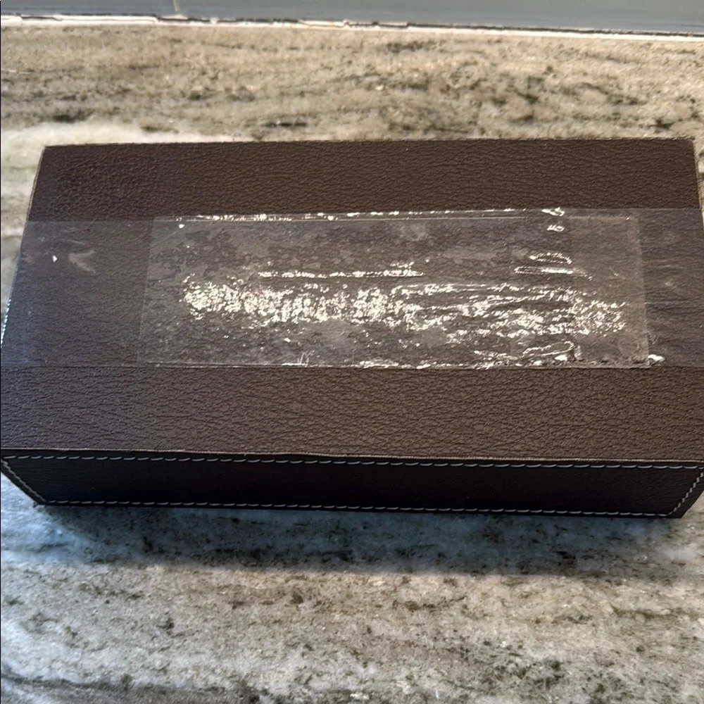 NWT First Class Fido Double Pet Bowl with Brown Leather Holder!